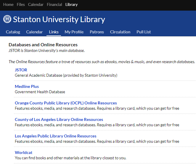 JSTOR Stanton University